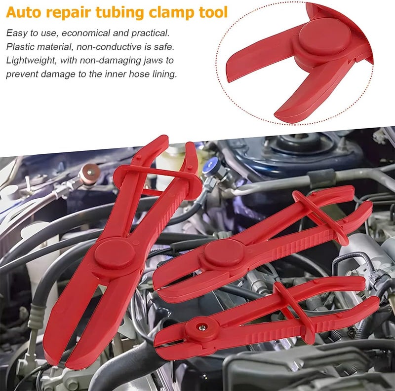 zipelo Hose Clamp Pliers, 6 Pack 3 Size Line Pinch Clamps Set, Plastic Hose Pinching Off Pliers for Automotive Radiator, Brake, Gas, Coolant Hoses and Fuel Lines (Red) - Image 4